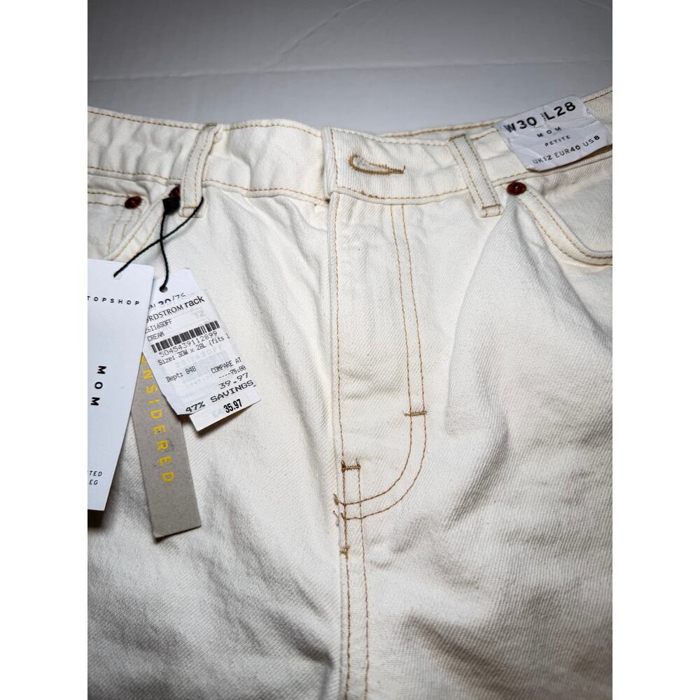 Topshop Mom jeans in white denim with a high-rise fit. - Picture 3 of 8
